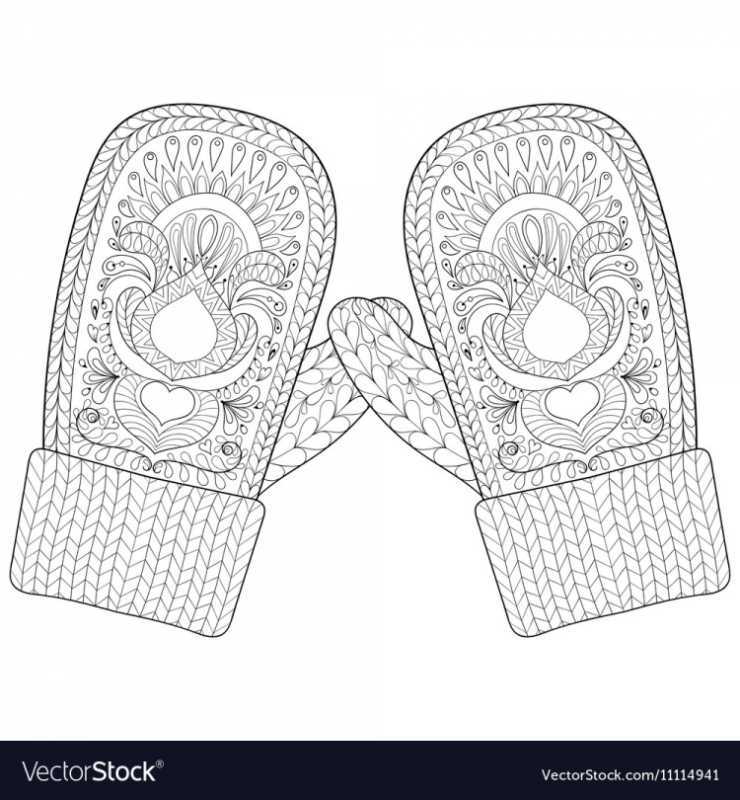 Раскраска антистресс варежки