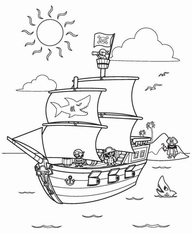 Корабль раскраска для детей
