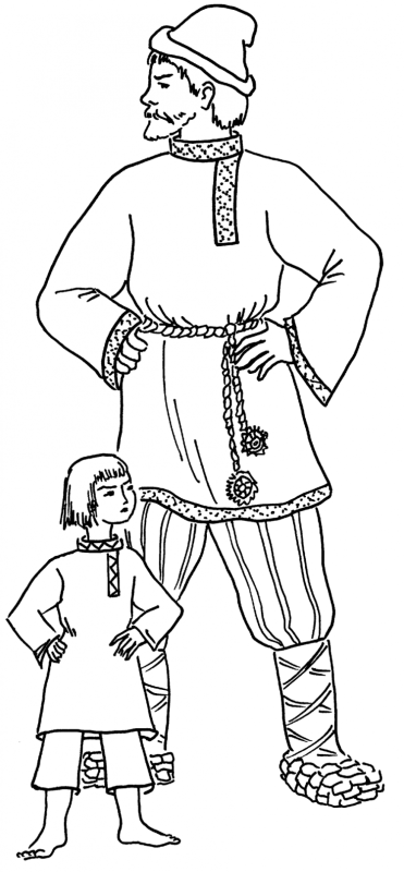 Русский народный костюм раскраска