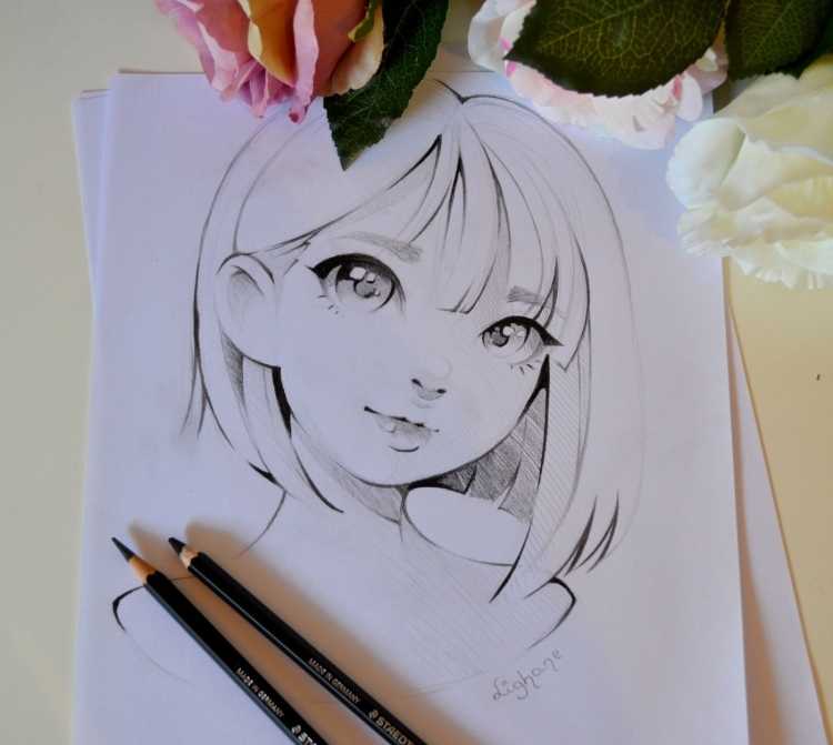 Портрет аниме маркерами