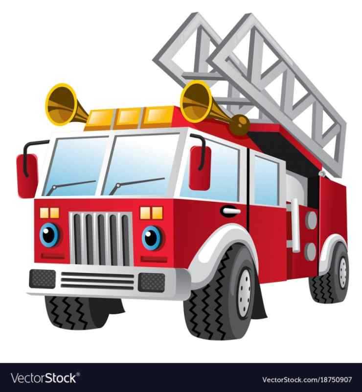 Пожарный сбоку с шлангом