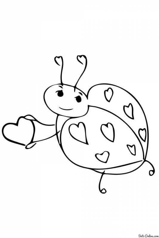 Божья коровка на листике раскраска