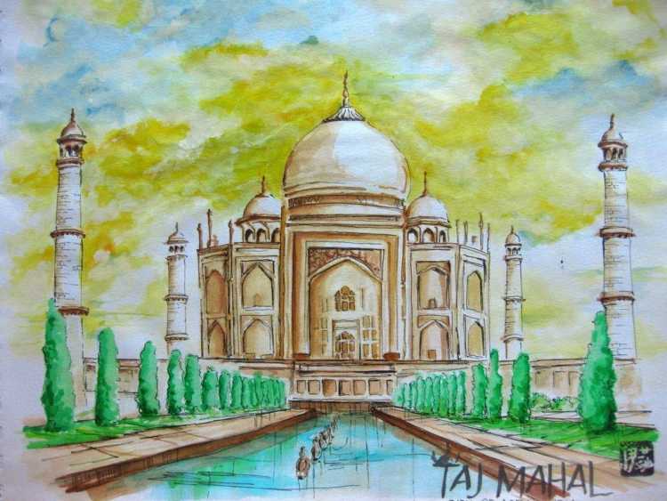 Мавзолей Тадж-Махал рисунок