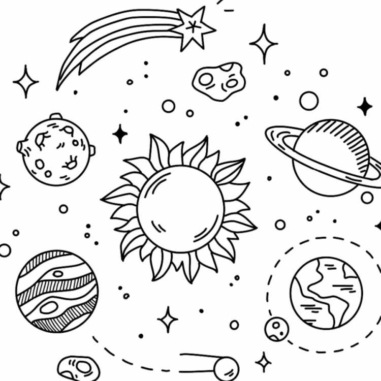 Рисунок космоса карандашом для срисовки