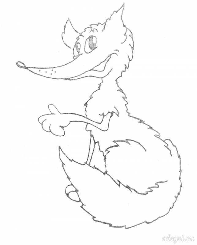 Раскраска лиса с лисятами для детей