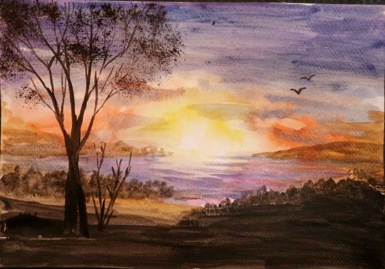 Акварель пейзажи природы