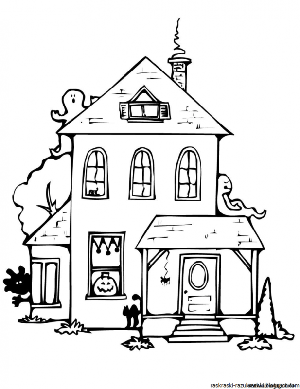 Раскраска дом коттедж