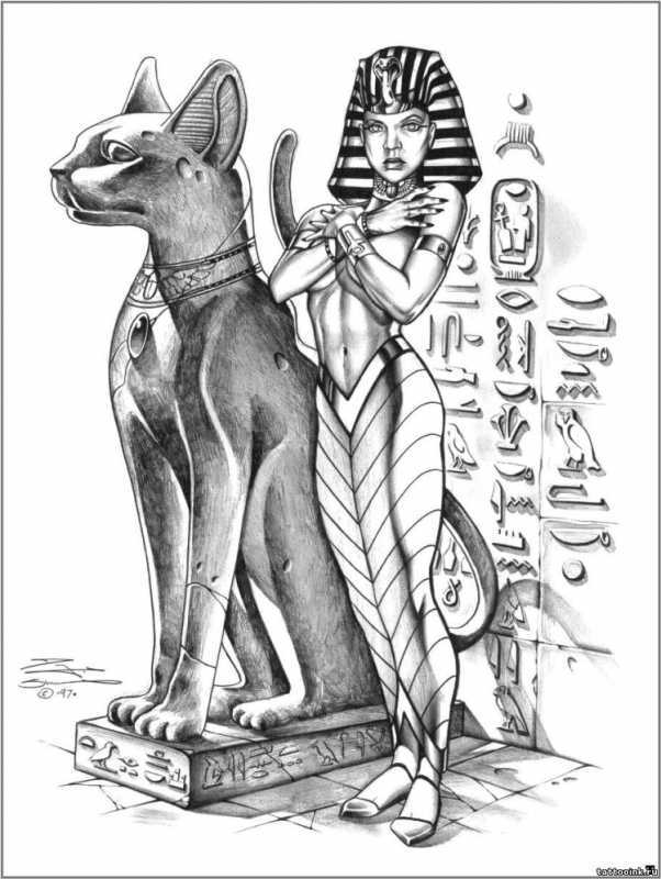 Бастет богиня Египта эскиз
