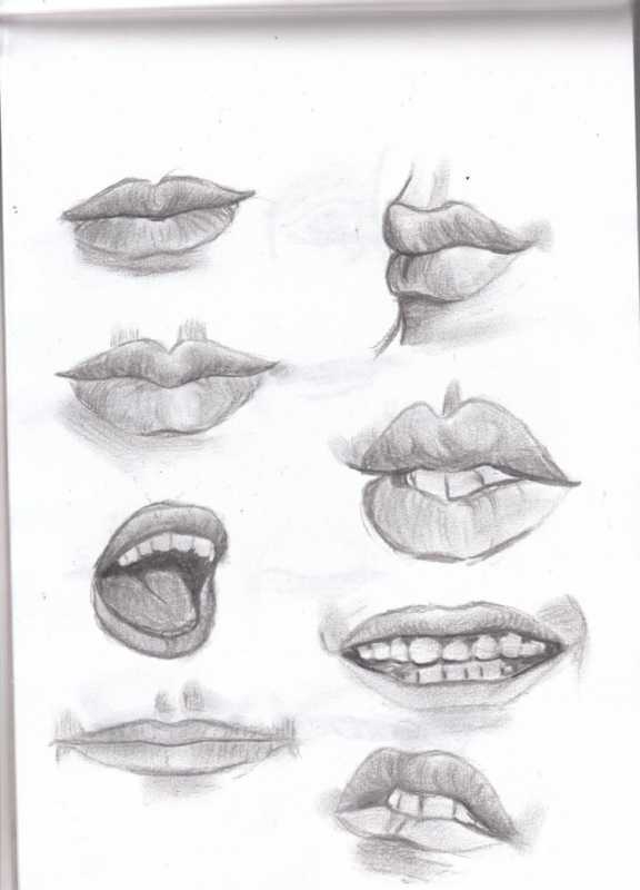 Губы сбоку рисунок
