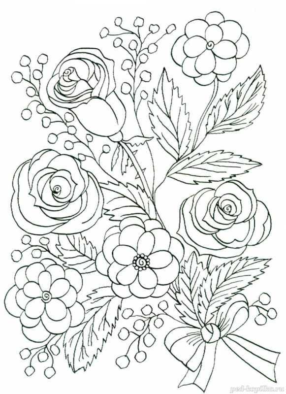 Букет цветов для раскрашивания