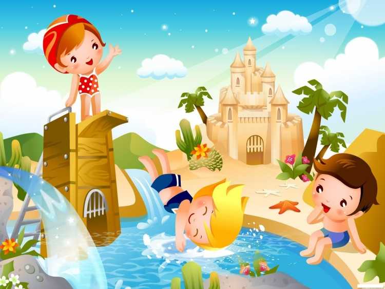 Мультяшный ребенок лето