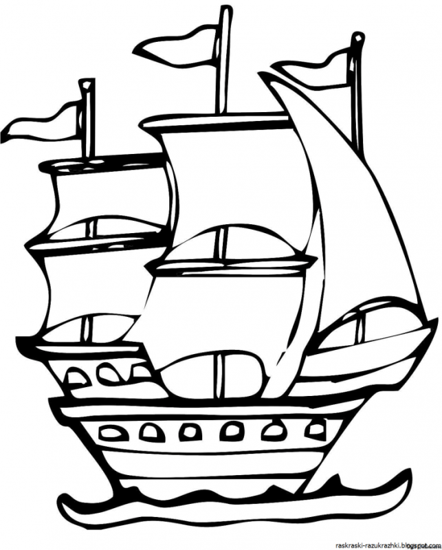 Корабль раскраска для детей