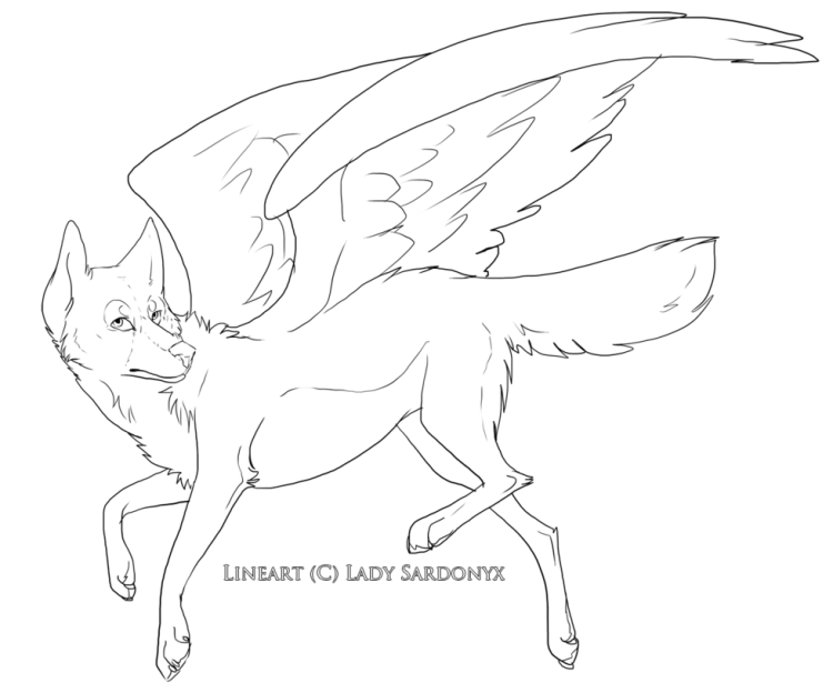 Раскраски волки с крыльями