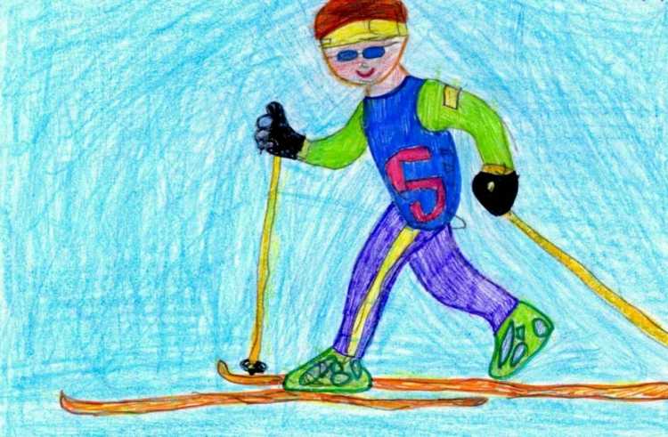 Лыжник рисунок