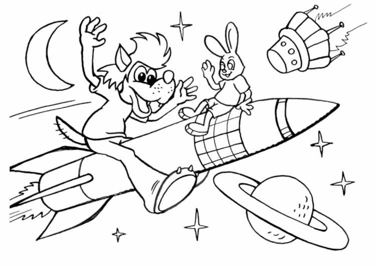 Космонавт раскраска для детей