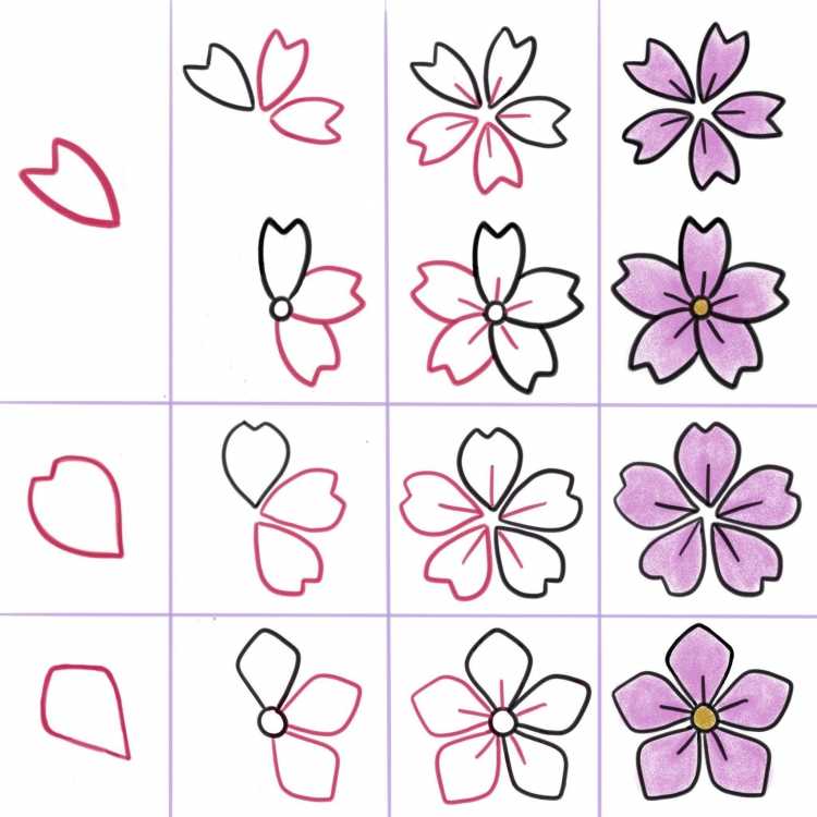 Схемы рисования цветов