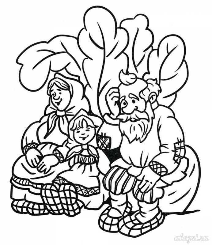 Репка сказка раскраска для детей
