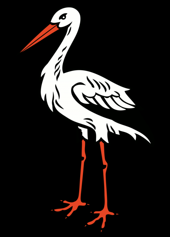 Рисунок аиста с младенцем