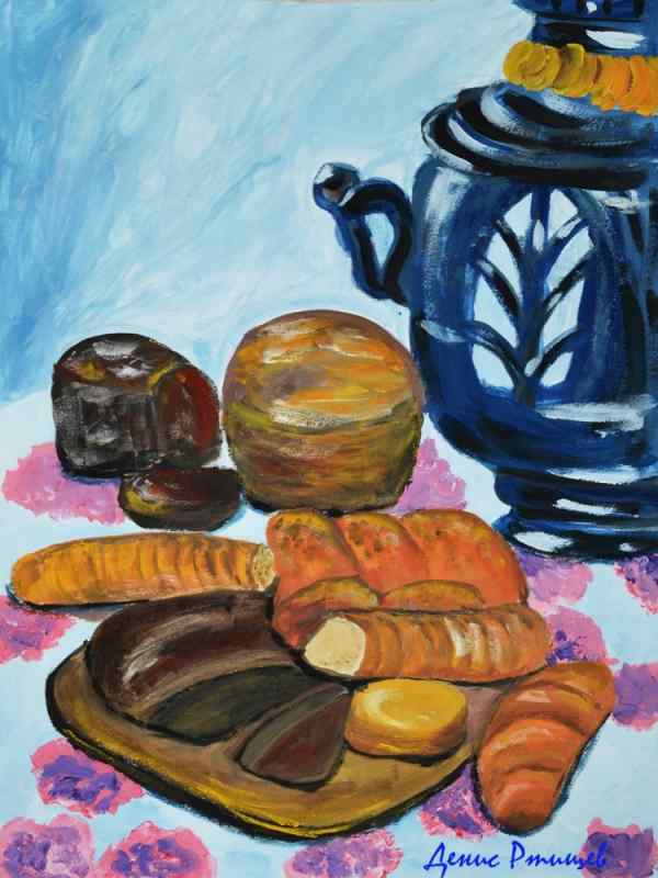 Рисунок хлеба маркерами