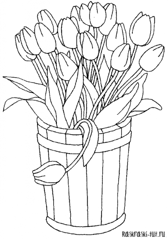 Букет летних цветов раскраска