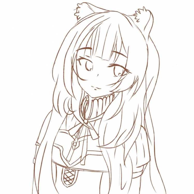 Девушка кошка карандашом