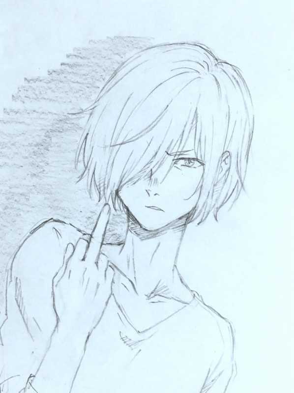 Аниме карандашом мальчики с челкой