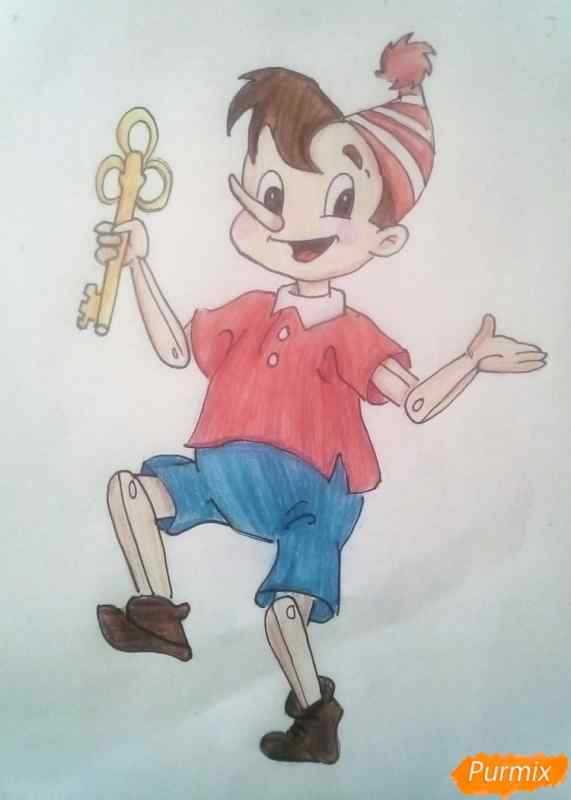 Портрет Буратино карандашом