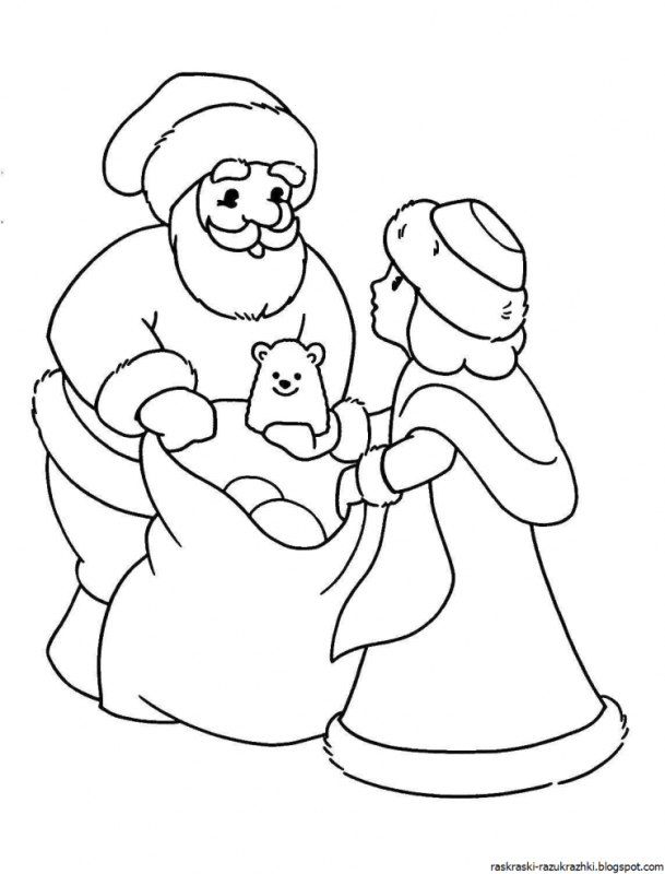Санта Клаус раскраска