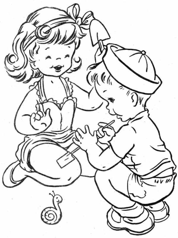 Раскраска дети в детском саду