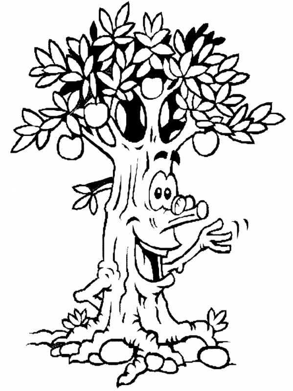 Яблоня раскраска для детей