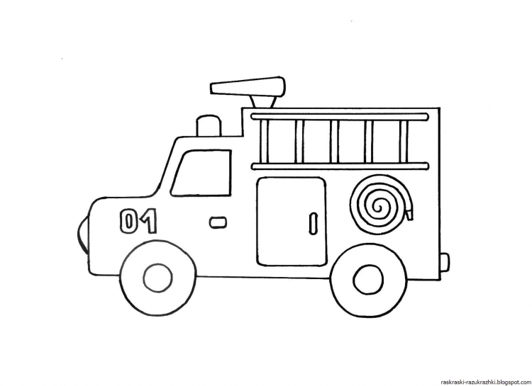 Пожарная машина раскраска для малышей