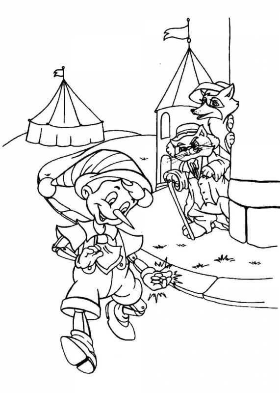 Раскраска Буратино и Мальвина