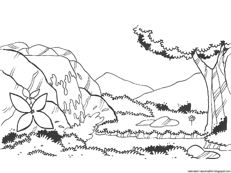 Осенний пейзаж раскраска для детей