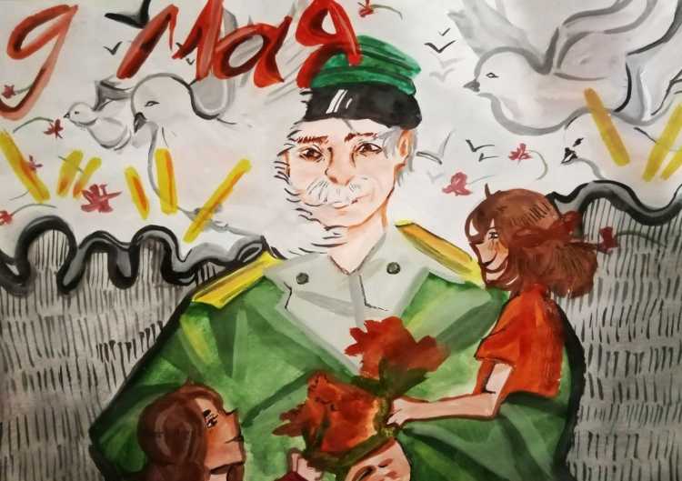 Спасибо деду за победу рисунок в школу