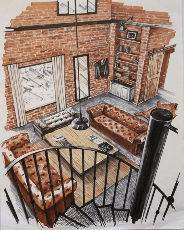 Интерьер рисунок