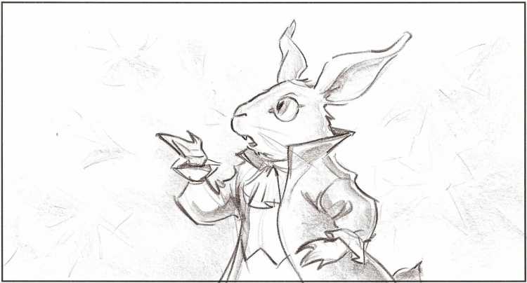 Кролик из Алисы в стране чудес карандашом