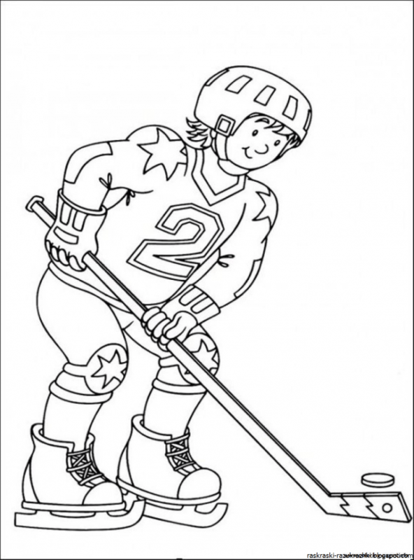 Хоккеист раскраска для детей