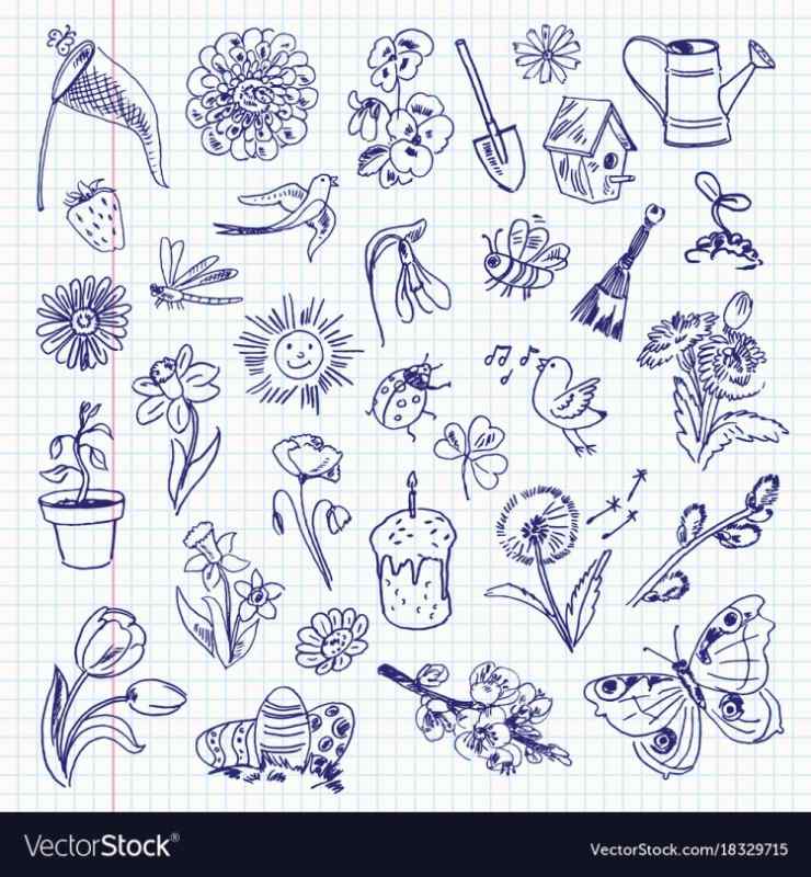 Рисунки синей ручкой