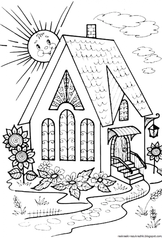 Красивый домик раскраска