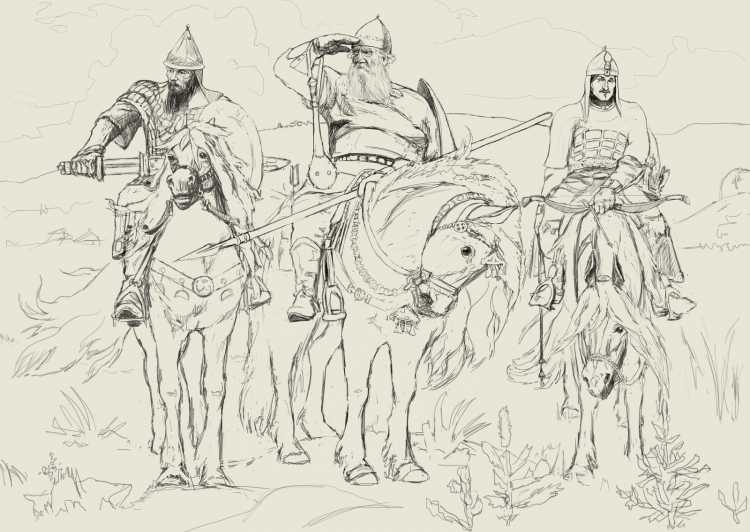 Богатыри Васнецов набросок