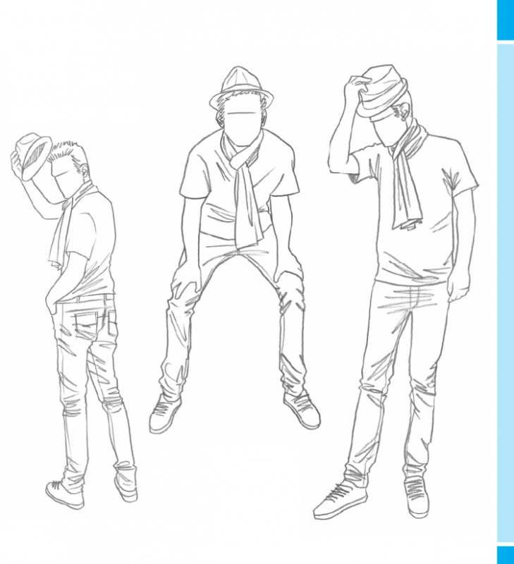 Позы человека для зарисовок в одежде
