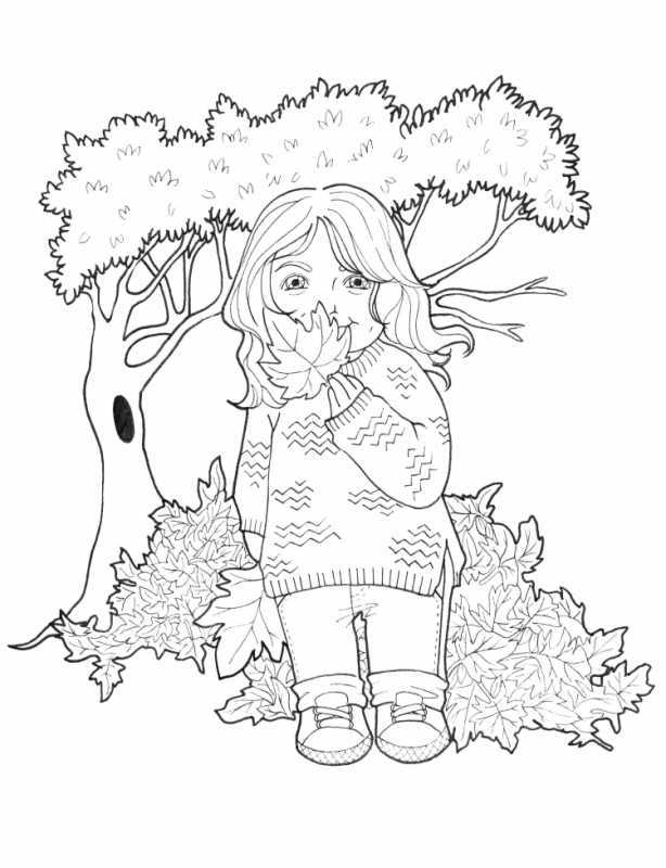 Осенний пейзаж раскраска