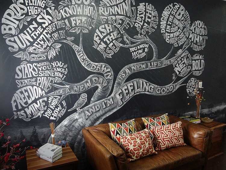 Роспись на черной стене