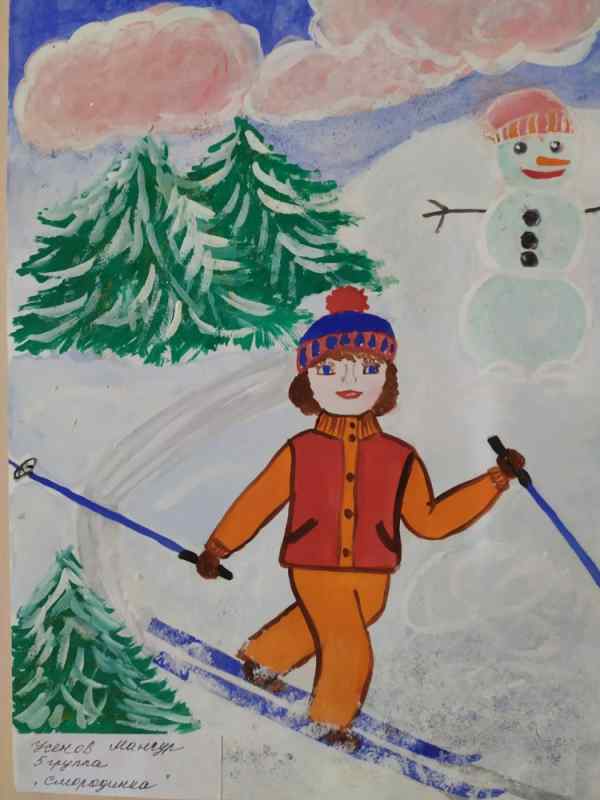 Рисование в детском саду зимние забавы