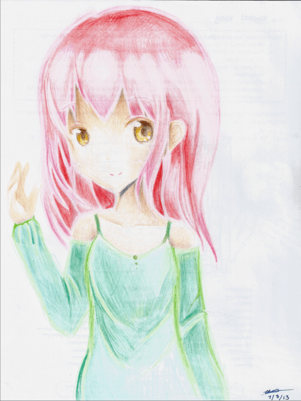 Аниме цветными карандашами