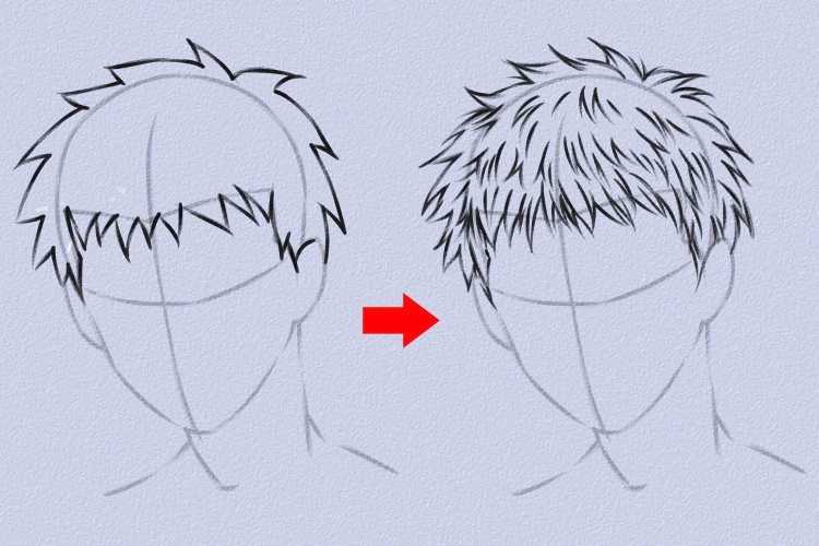 Причёски аниме парней карандашом