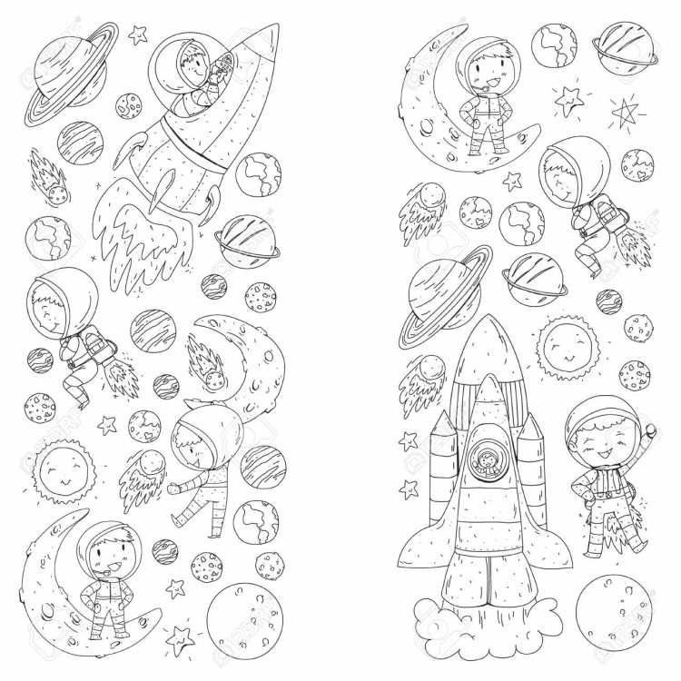 Космонавт раскраска для детей