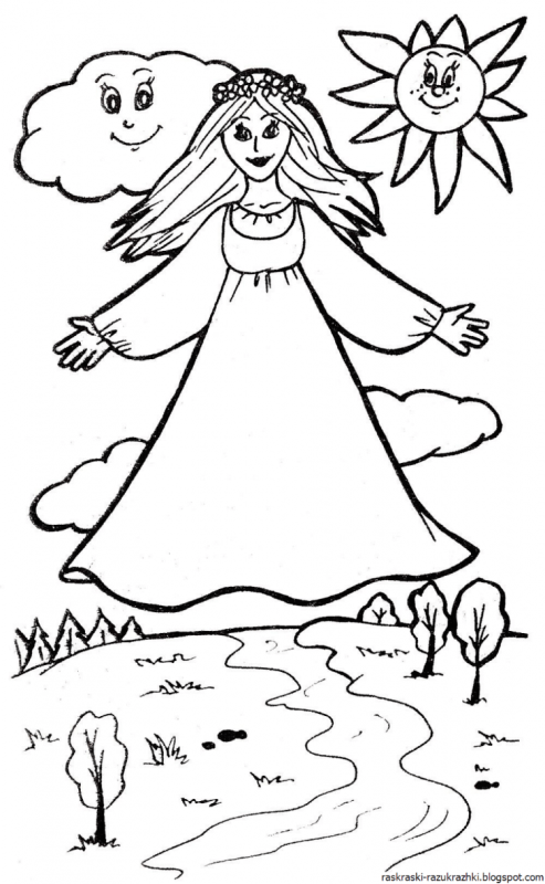 Лето раскраска для детей