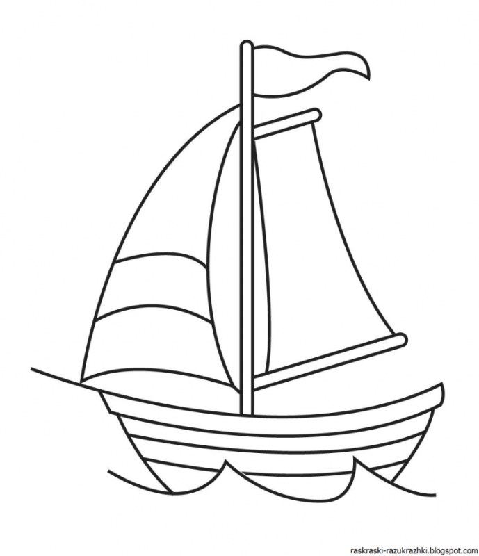 Раскраска корабль с парусами