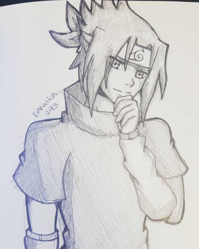 Саске арт карандашом маленький